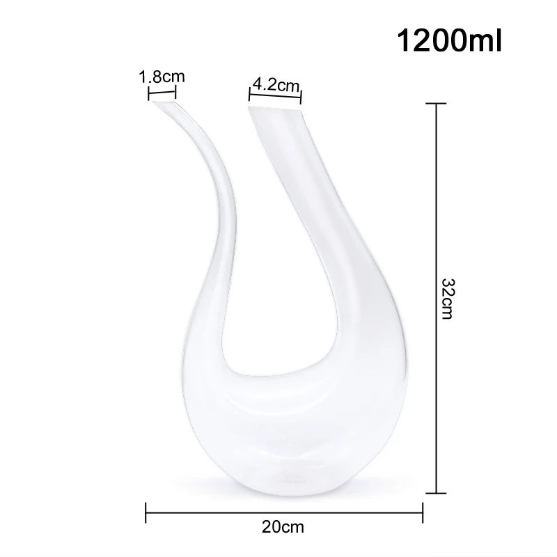 1400ml U Shape Champagne Wine Glasses Decanter Amazon Top Seller Lead Free Wholesale Clear Crystal Wine Decanter with Laser Logo
