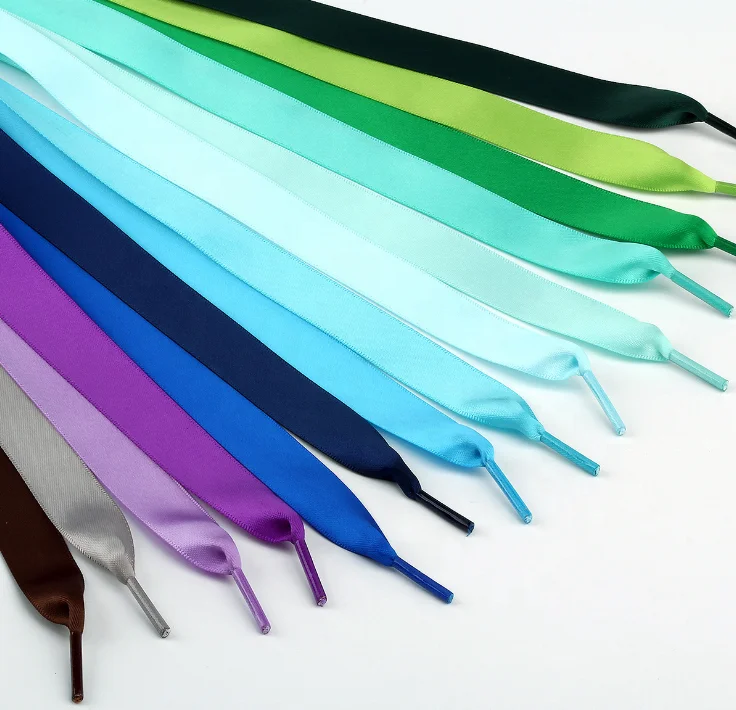 Factory hot sale Satin lace Wholesale Aglets Ribbon Color Fancy 2cm Width shoelaces