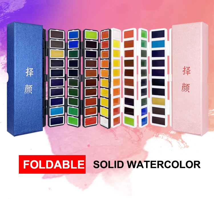 
58 Vibrant Foldable Colors Watercolor Paint Set With Three Water Brush Pens 