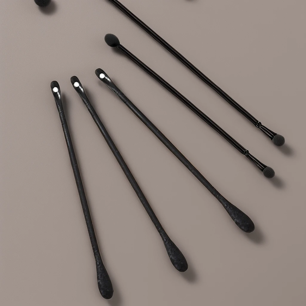 Double head swabs with pinhole head to remove black and white head cotton swab