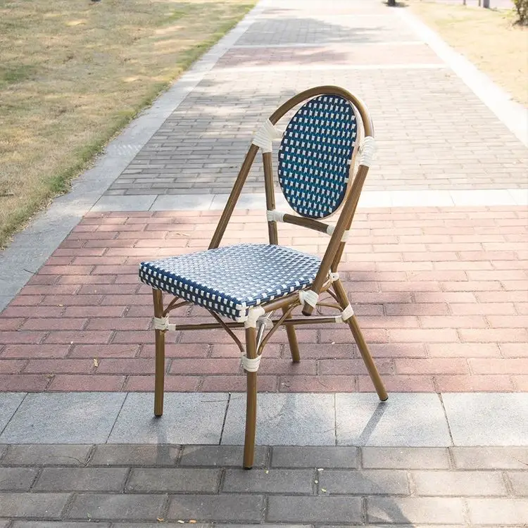 french bistro Outdoor Rattan garden furniture bamboo look woven rattan Wicker  chairs