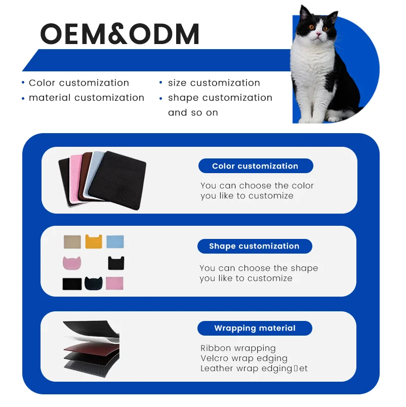 Muawu Custom Honeycomb Double Layer Cat Litter Mat Waterproof Washable Urine Proof Pet Trapping Mat for Cleaning