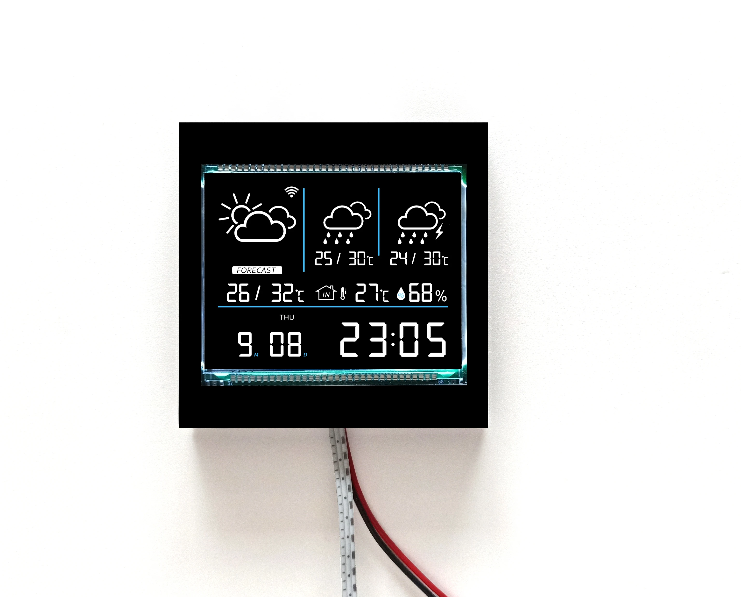 Mirror sensor black color display screen touch switch time Temperature and humidity display weather forecast for  for LED mirror