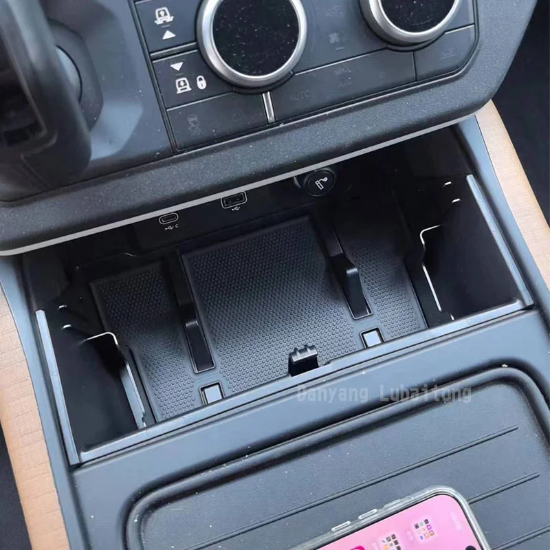 Car Accessories Black Mat Car ABS Black Central Storage Store Content Box For land rover defender 90 110 130 2020+