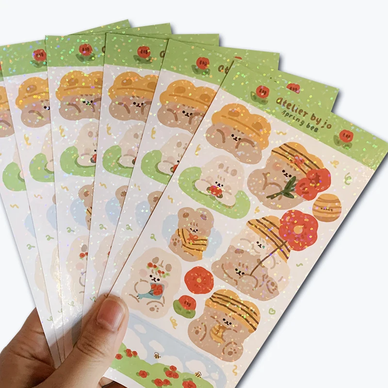 УФ-защита горячее тиснение Золотая фольга Виниловая наклейка Kiss Cut бумажный лист для печати