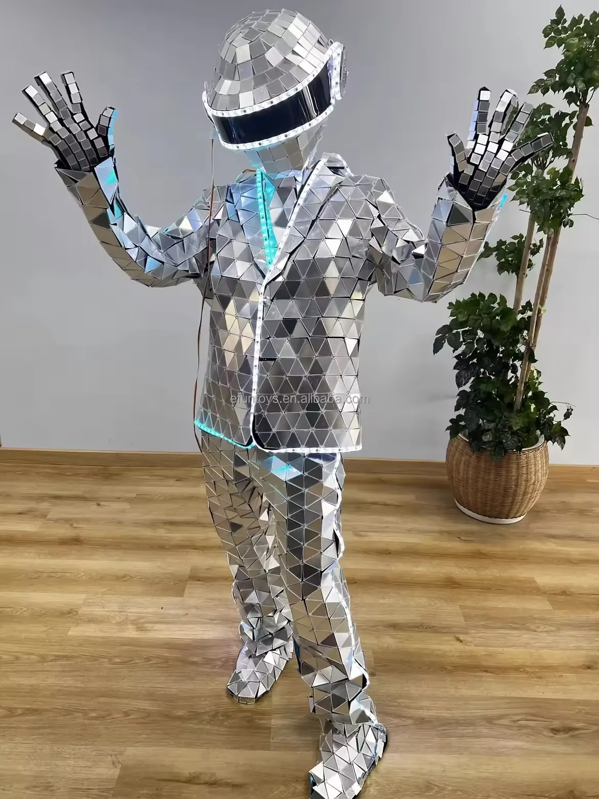 efun Hot Selling Mirror Suit Robot Punk Head Costume Suit Adult Cosplay Golden Silver Mirror Costume With Daft Punk Helmet
