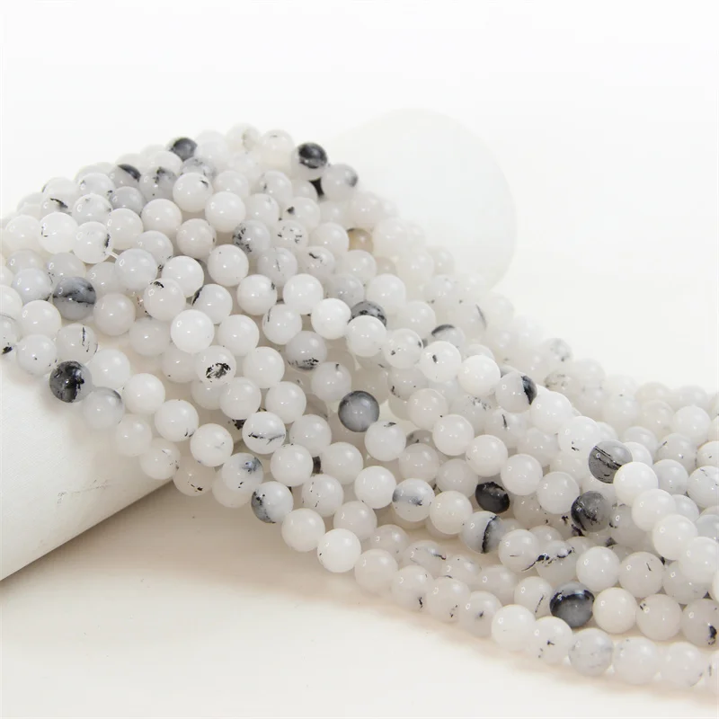 Loose White Dendrite Opal Gemstone Beads 4mm 6mm 8mm Rondelle Shape Energy Stone with Healing Power for Jewelry Making