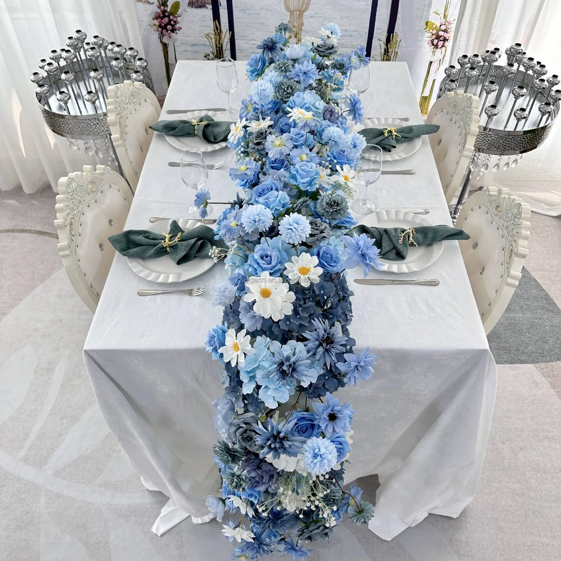 GIGA European purple table hotel wedding banquet festival window decoration fake simulation rose silk 100cm long flower runner