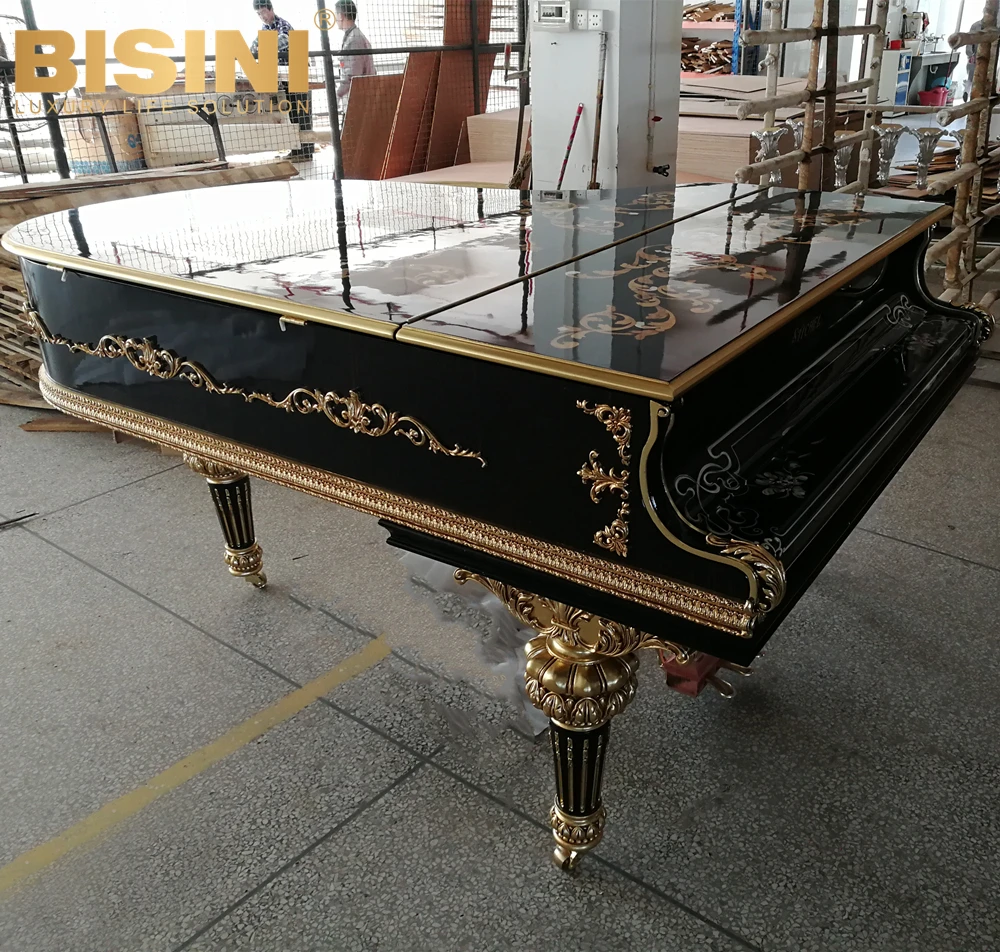 Классический американский стиль 24K листовое золото резного дерева шпона доставка с завода в Китае профессиональное исполнение 88 клавишные Германия