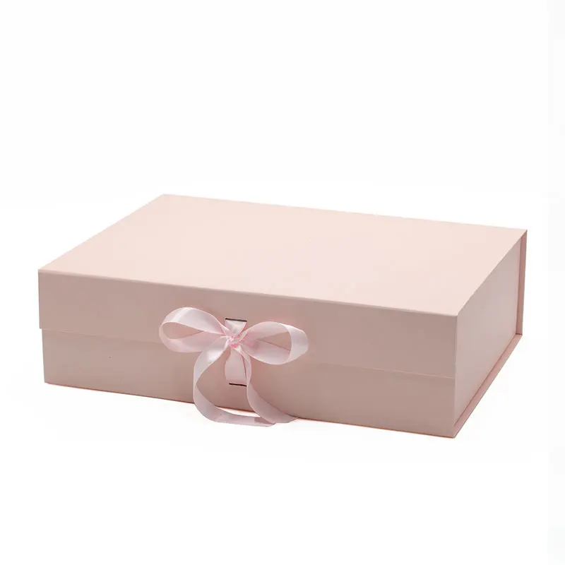 Fancy large pink women clothing retail packaging apparel gift box with ribbon