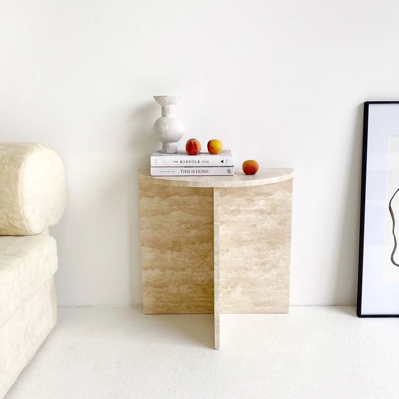 Hot Sale New Item Nature Travertine Simple Personality Side Table Decorate for Living Room /Bedside /Villa Decorate Coffee Table
