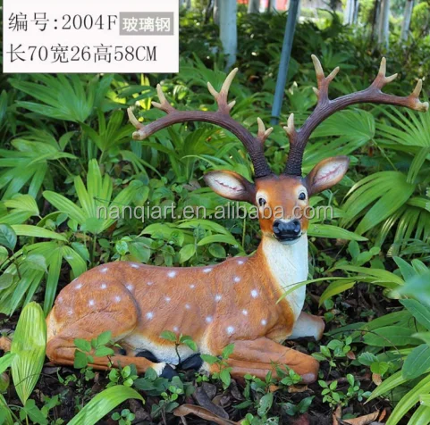 Outdoor Garden Park Decoration Ornament Artificial Resin Crafts Lifelike Life Size Fiberglass Sculptures Animal Sika Deer Models