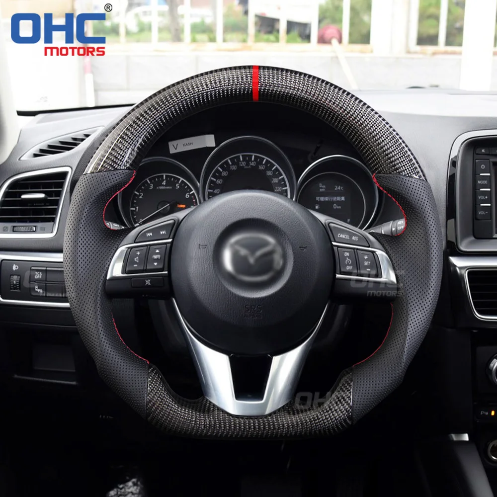Рулевое колесо из углеродного волокна, подходит для Mazda 3 Axela CX3 CX5 CX8 2017-2020, Автомобильное рулевое колесо OHC motors