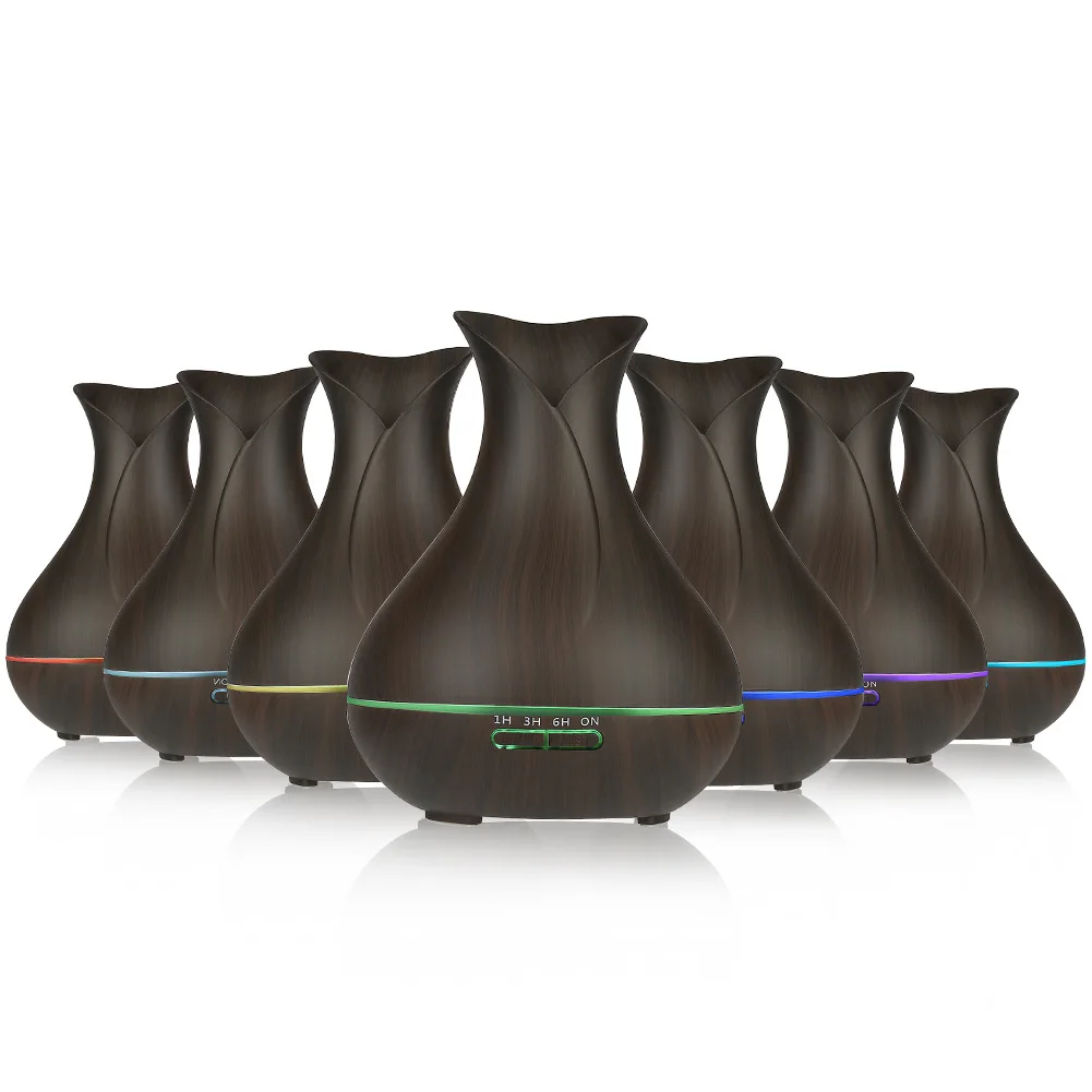 Vase Design Hot Selling 400ml Wood Grain Ultrasound Aromatherapy Essential Oil Diffuser