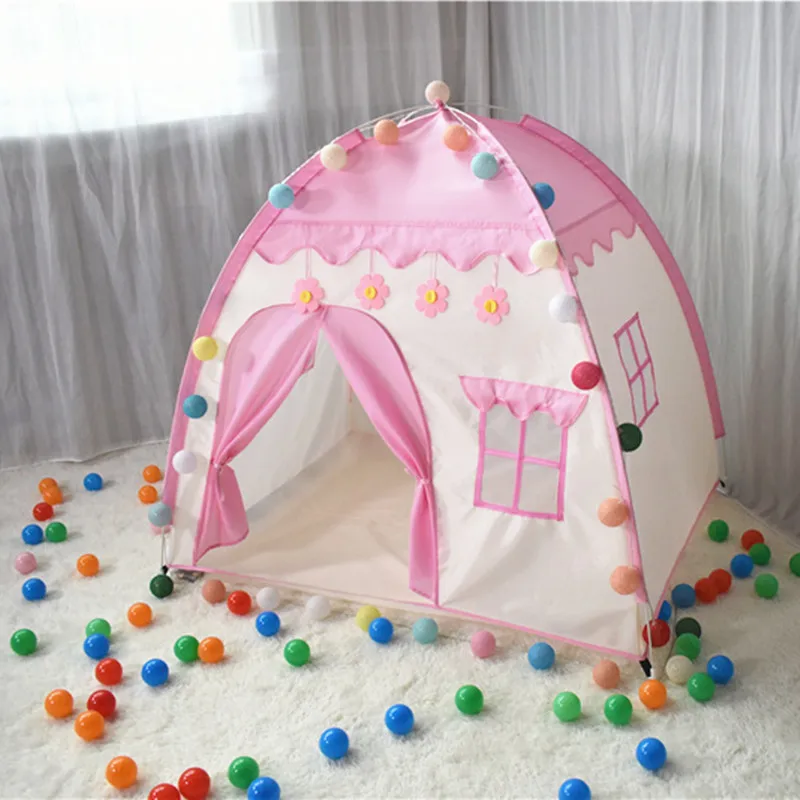 Most popular fiberglass pole pop up one second flower house pink baby house tents for kids