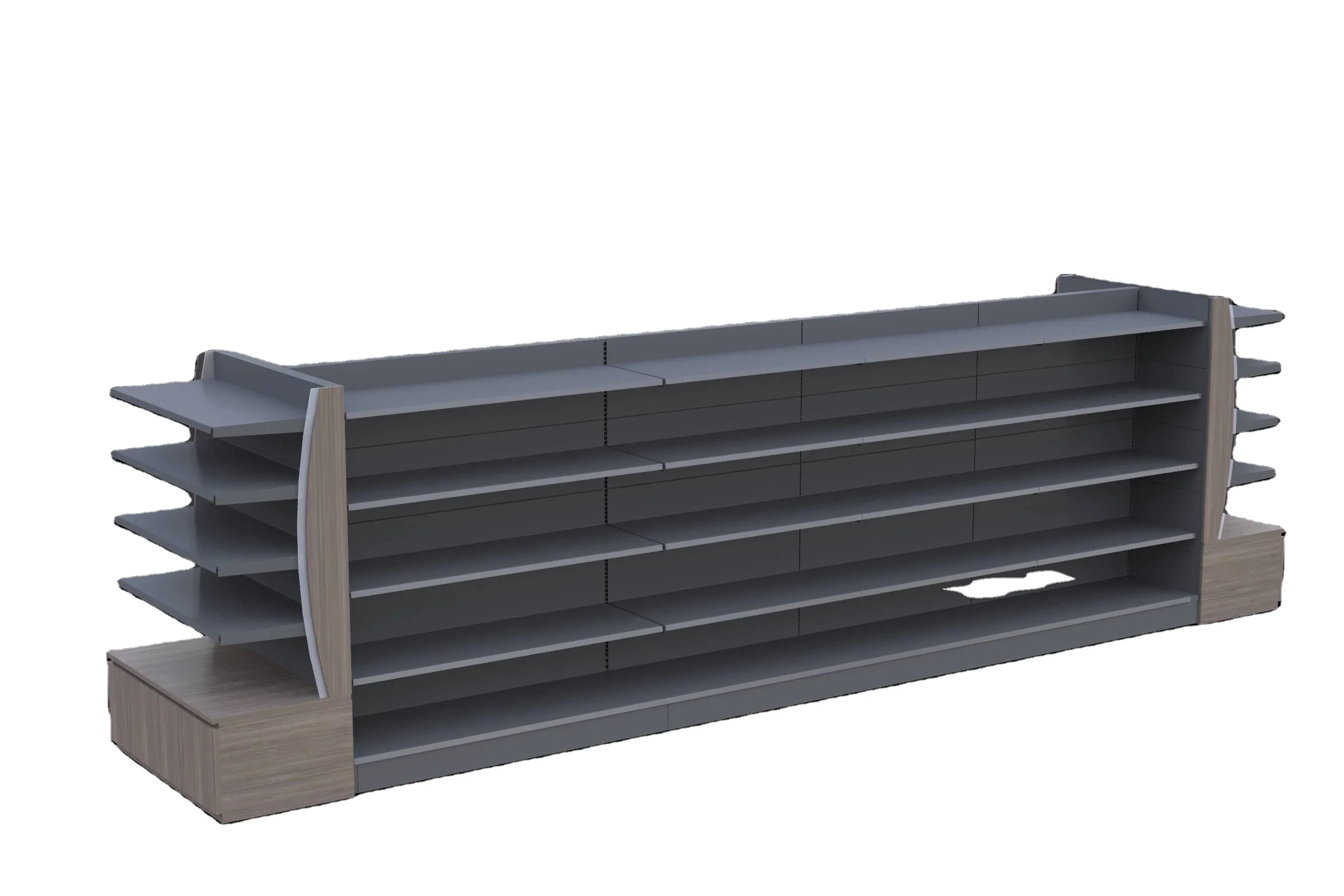 wood and steel Gondola Rack Supermarkets Modern Modern wood gondola