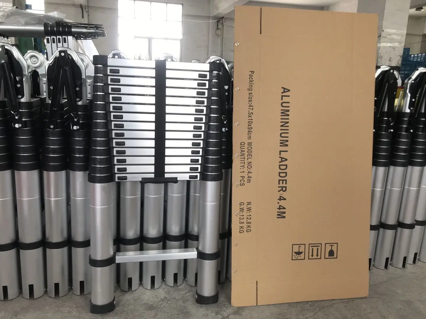 New Telescopic 3.8m Folding Aluminum Ladder Extension Ladder Escalera Telescopic Foldable Step Stairs Yellow Ladder