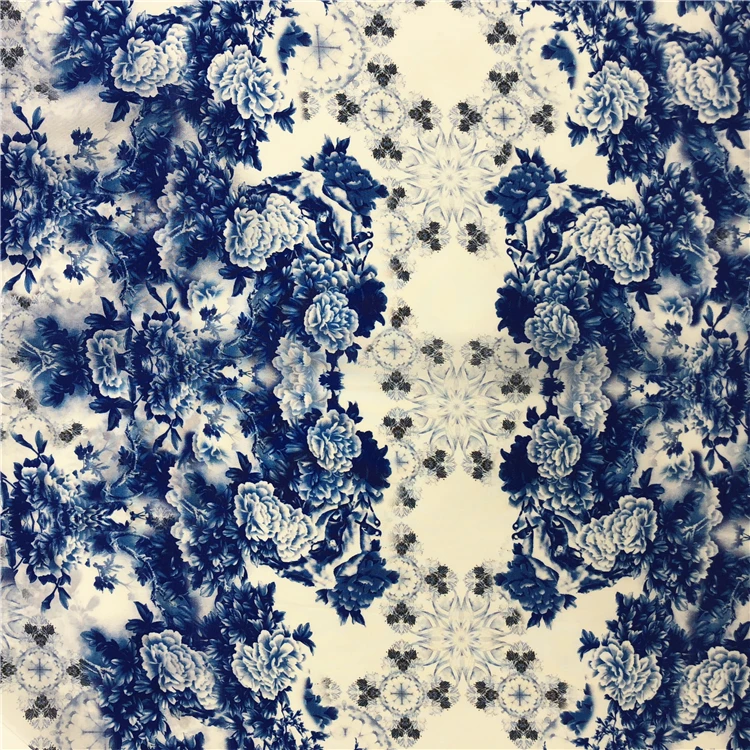 Модный цветочный дизайн 100% чистая шелковая ткань с цифровым принтом