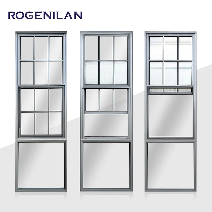 Rogenilan Aluminum single pane double hung windows vertical sliding sash windows triple double hung windows