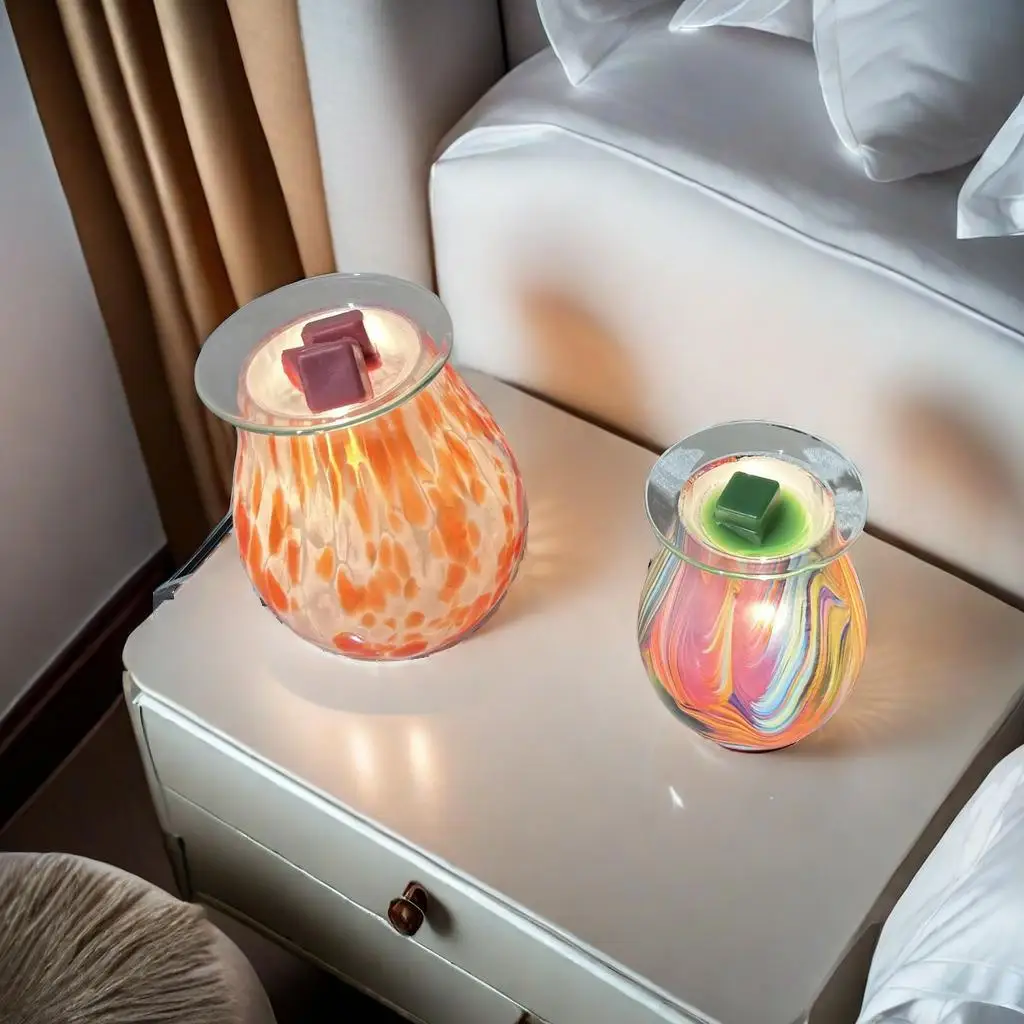 aroma burner mosaic glass aroma wax melt warmer silver Electric Wax Melter Fragrance Warmer