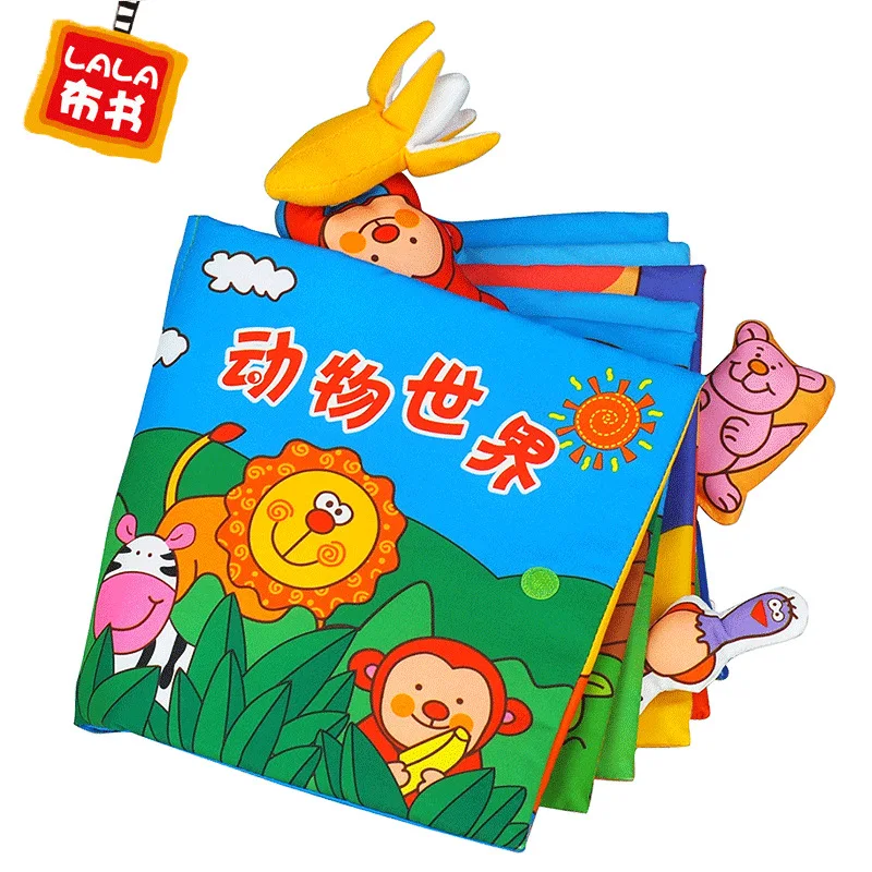 Lalababy тканевая книга для раннего образования с музыкой трехмерная животным миром моющиеся Детские Игрушки обучения