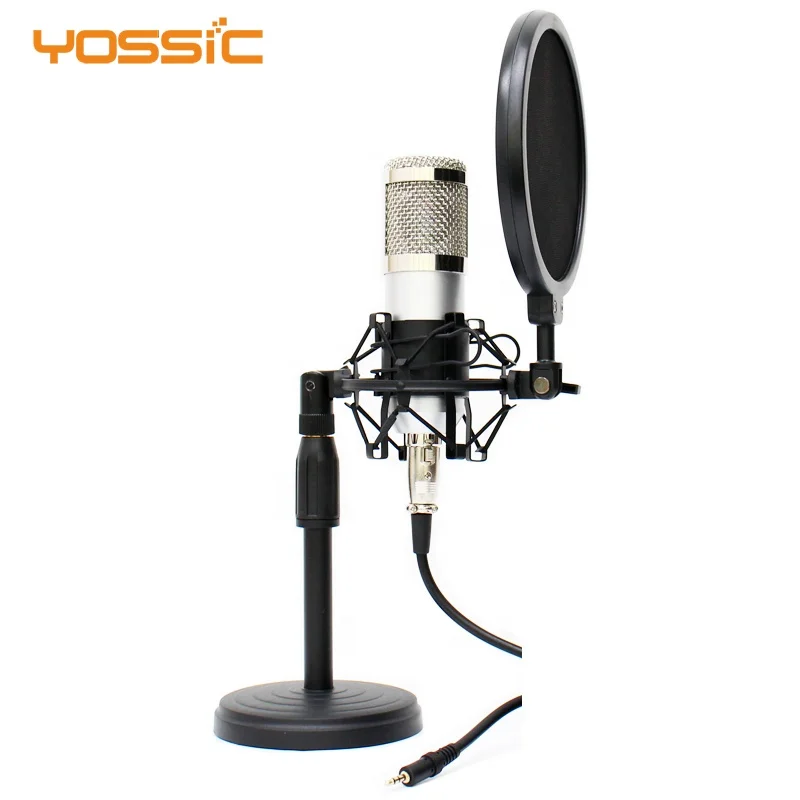 Professional Cardioid Studio Mic Bm800 Microphone Kit with Desktop stand, Shock Mount, Pop Filter for Recording and Voice Over