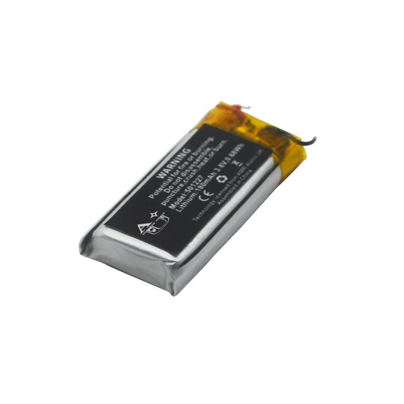 2022 AUG Customized Lipo Battery 3.8V 180mAh 501227 Lithium Polymer Battery for Consumer Electronics GPS Tracker
