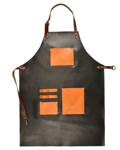Новинка лидер продаж индивидуальный фартук из коровьей кожи высококачественный инструмент Кухонный Фартук с карманом