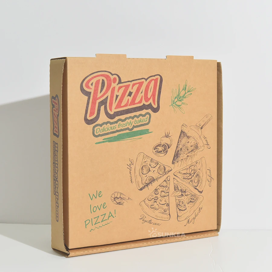 6/7/8/9/10/11/12/13 inch Flute Corrugated Custom Printed Food Packaging italian Pizza Box