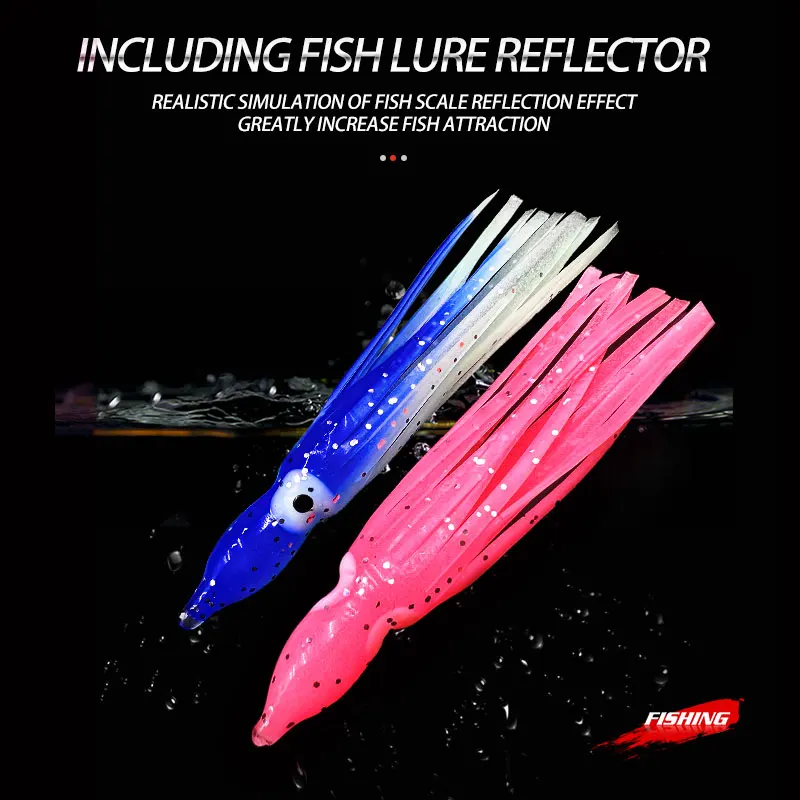 5pcs/bag Glow squid for fishing soft rubber hoochies octopus squid skirt bait seawater for bass tuna