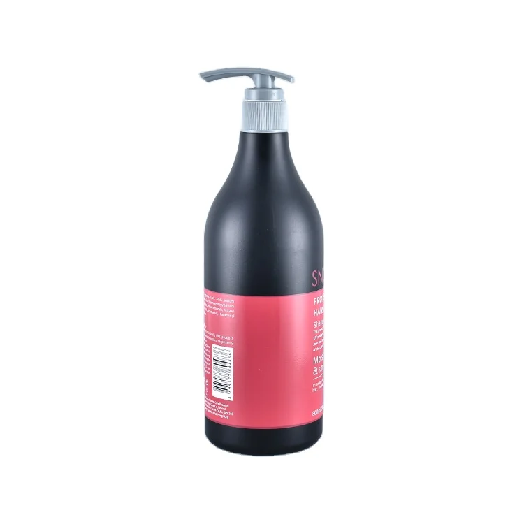 Custom Color PE Plastic Packaging Body Wash Shampoo Black Shower Gel Bottle With Lotion Pump