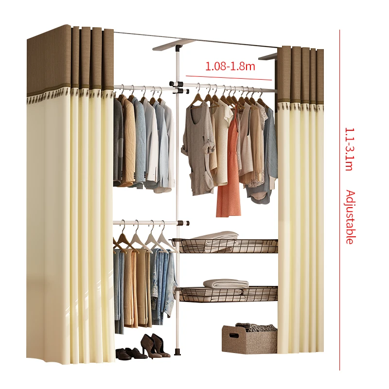 
white metal simple style modernstore clothe Adjustable storeroom bedroom furniture wardrobe 