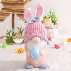 Easter decorations Faceless old man dolls with lights Rabbit ears dwarf dolls with colored eggs Window decorations