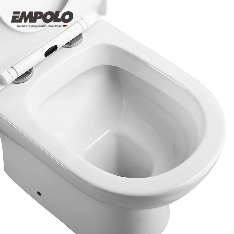 Empolo Glossy White Dual Flush Rimless Two Piece Toilet Bowl Ceramic European sanitry ware wc floor mount 2 piece s trap