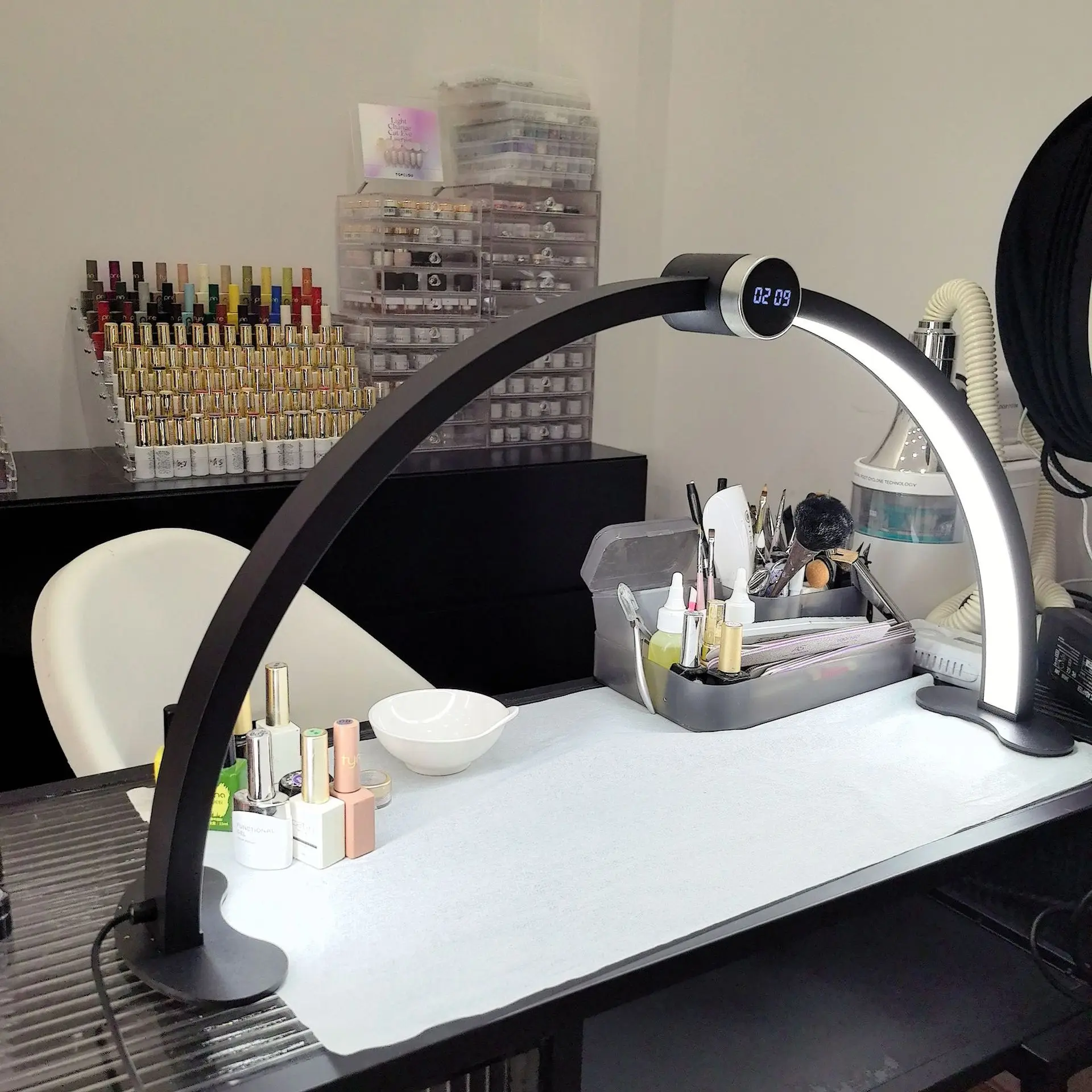 180 Degree With Display Hand Touch Screen Half Moon Led UV Light New Design Private Label Half-moon Table Lamp