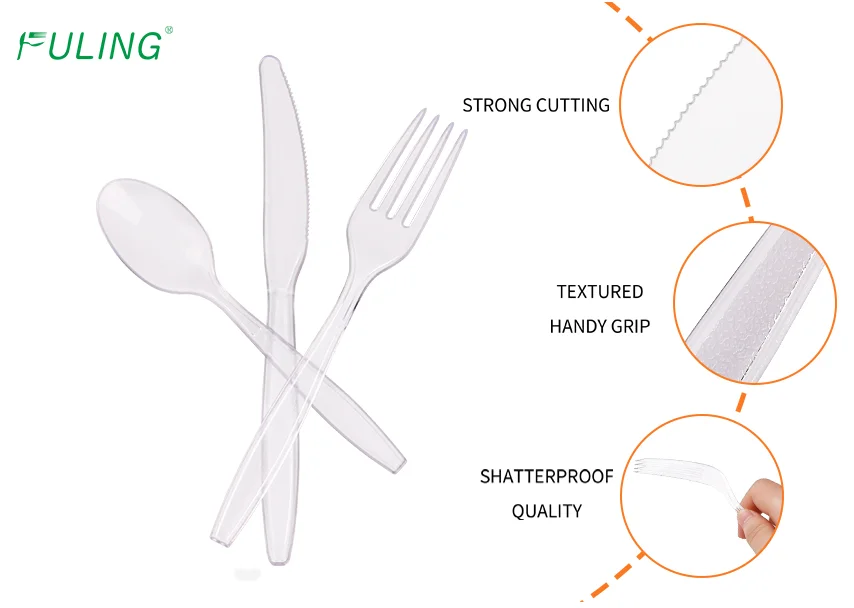 Party Essentials Individually Wrapped Black Plastic Cutlery Packets Heavy Duty 6PCS Cutlery Combo