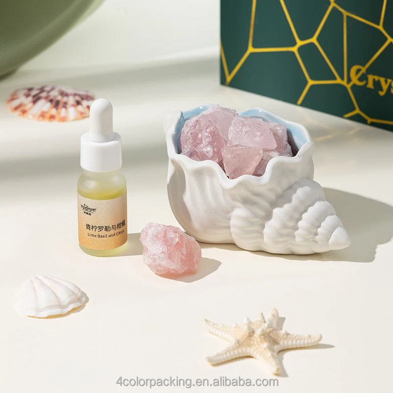 Home Office Use Aromatherapy Passive Essential Oil Stone Diffuser Set With Raw Crystals and Healing Stones