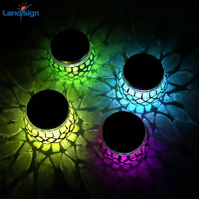 Mosaic solar lamp outdoor decoration table light waterproof  LED night light suitable for garden party bedroom terrace lawn