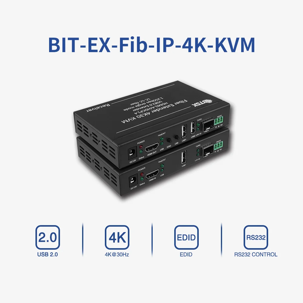 4K Ultra HD KVM Extender Over Fiber Uncompressed Signal USB2.0 Touchscreens Fiber Extender