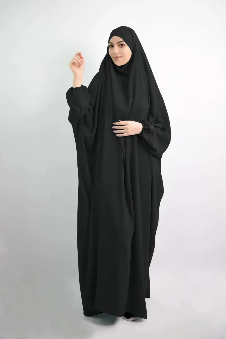 Abaya Long Khimar Full Cover Dress Eid Muslim Women Hijab Dress Prayer Garment Jilbab Ramadan Gown Abayas Islamic Clothing