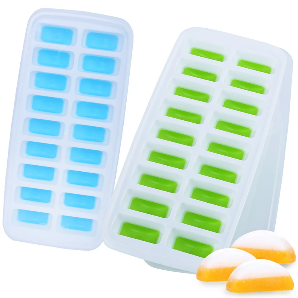Easy Release Clear Ice Cube Trays, 16 Cube Trays Ice Maker Moulds with Removable Lids