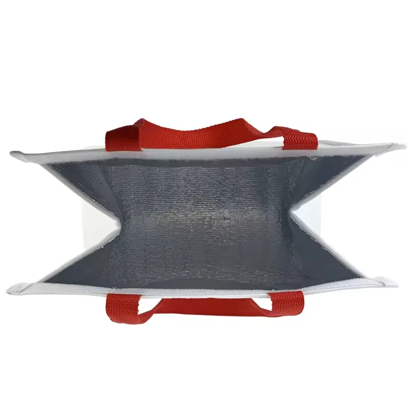 Promotion insulated food delivery bag lunch tote velcrow top insulated laminated nonwoven aluminum foil insulated bag