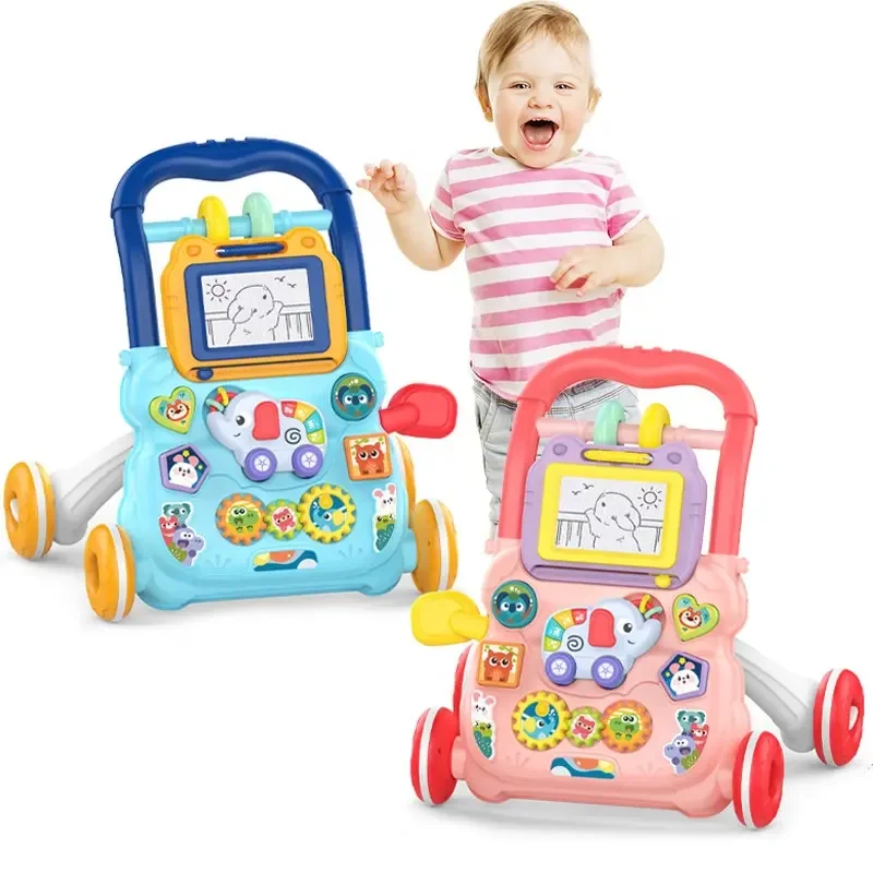 Toys Newborn Baby Learning To Walk Activities Stroller Small Elephant Music Early Educational Fitness Infant Hand Push Walker
