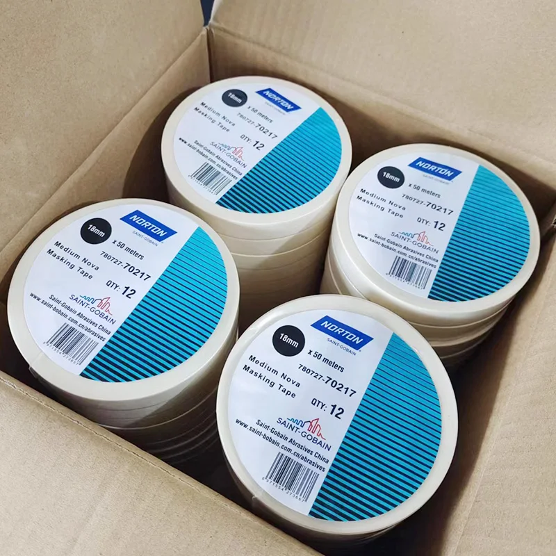 1 Roll Of NORTON 18mm*50m Paper Tape Auto Spray Paint Non-Trace Masking Paper High Temperature Resistant Paint Coating Shielding