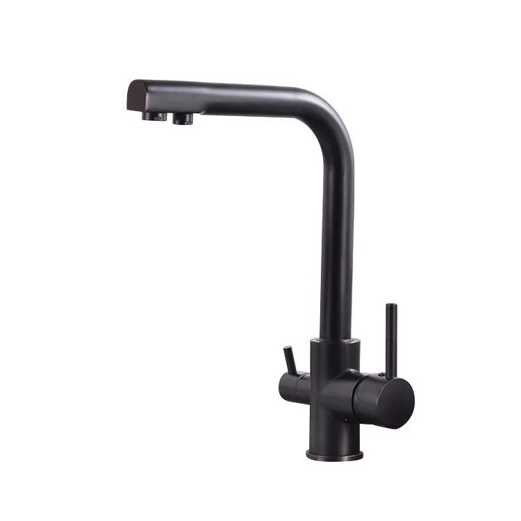 ROVATE purifier kitchen tap brass 3 way kitchen faucet matt black double handle faucet modern kitchen sink mixer