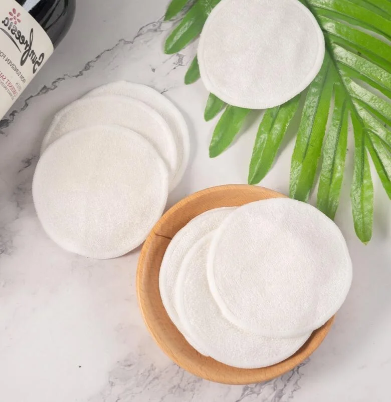 Custom Logo Eco-friendly Round Bamboo Cotton Cleansing Pads Reusable Makeup Remover Pads With a Washable Laundry Bag