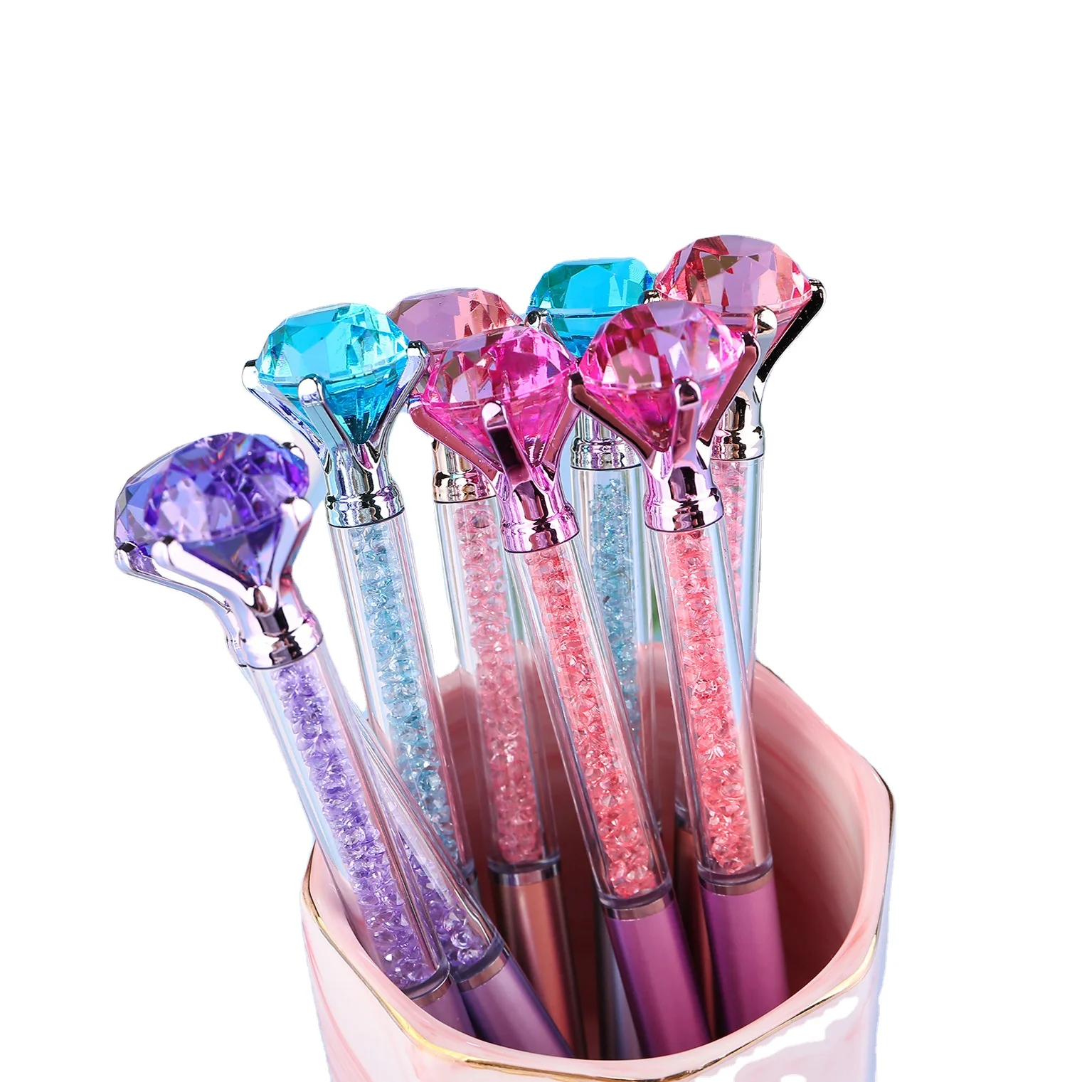 New arrival in stock  big crystal diamond plastic ball pen -support custom logo diamond crystal ballpoint pen