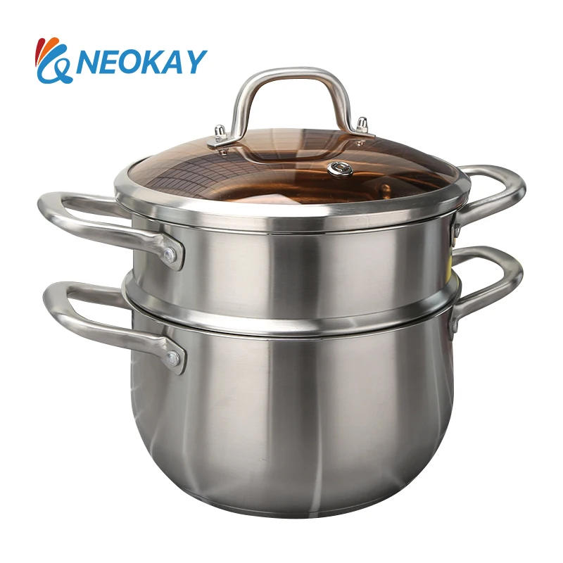 High Quality Premium Induction Portable Sliver Silicone Soup Stock Pot with Lid and Steamer