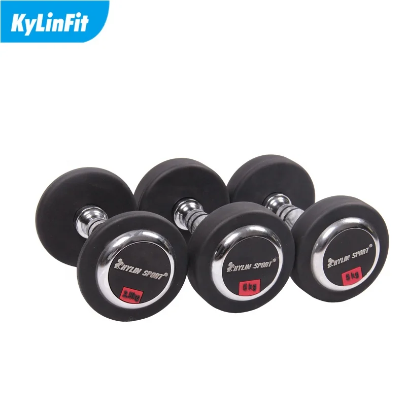Deluxe Weight Lifting Solid Rubber Or Pu Iron Urethane Coated Dumbbell