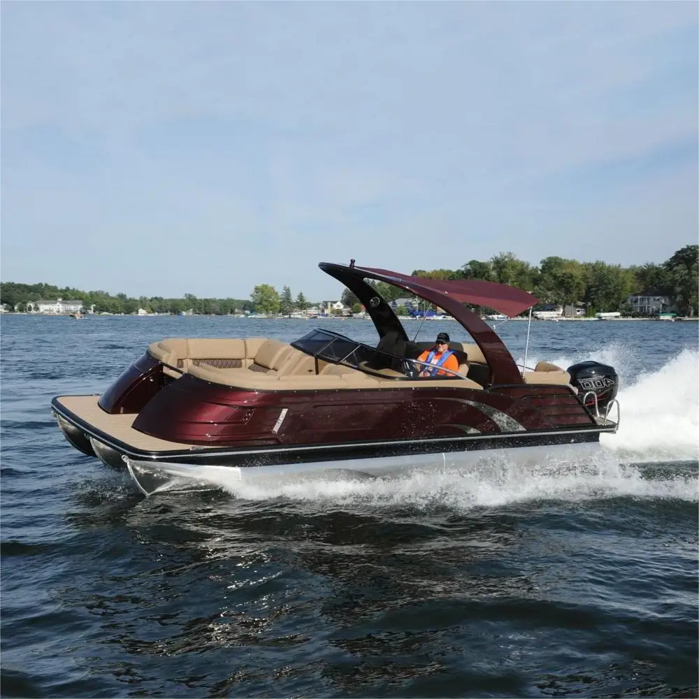 Ecocamper New Design Pontoon Boat 24 Foot Luxury Leisure Party Boat For Sale With CE Certification For Sale